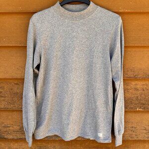 Russell Athletic Mens Medium Gray Long Sleeve Mock Neck Shirt 52% Cotton 48% Pol